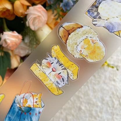 6cm*333cm Cat Home Die Cutting Washi/PET/Fog PET Tape featuring cat, and home designs for journaling, scrapbooking and collage
