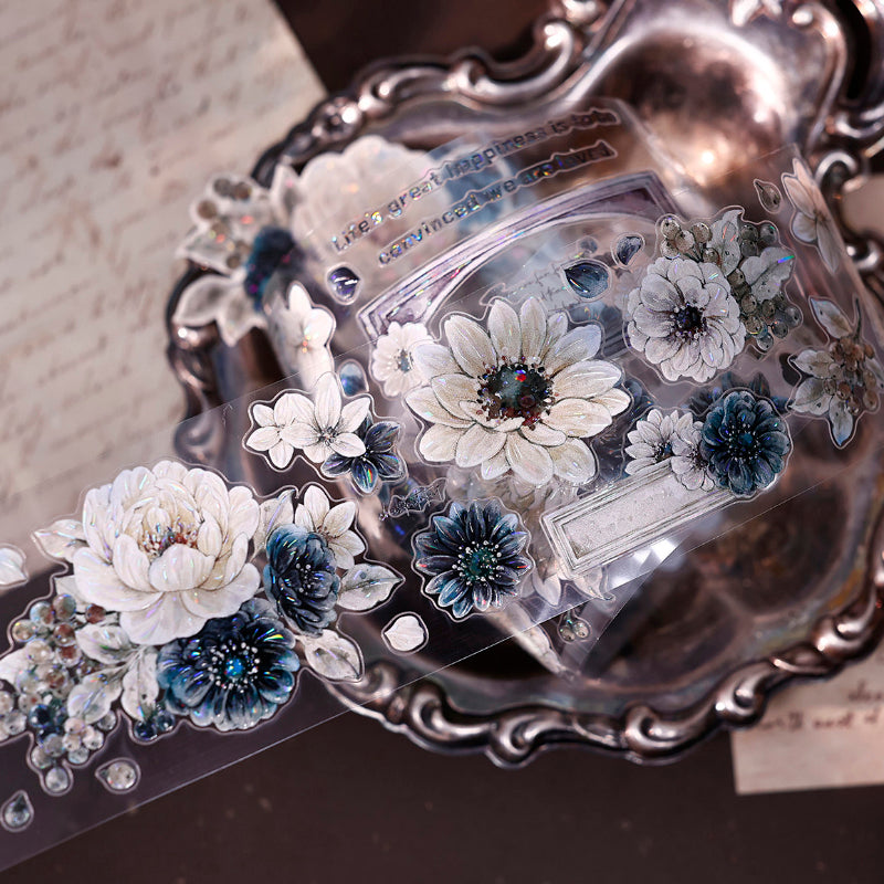 5.5cm*125cm Old Colored Flower Mark Die Cutting Washi/PET/Shell Light Washi/PET Tape