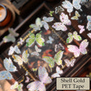 Whole Roll 5.5cm*5m Butterfly Dream Disc Die Cutting Shell Gold/Shell Silver PET Tape