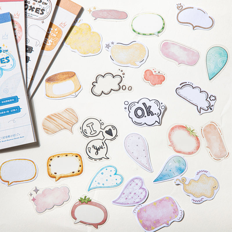 Notes Boxes Series Sticker Book featuring book designs for journaling, scrapbooking and collage