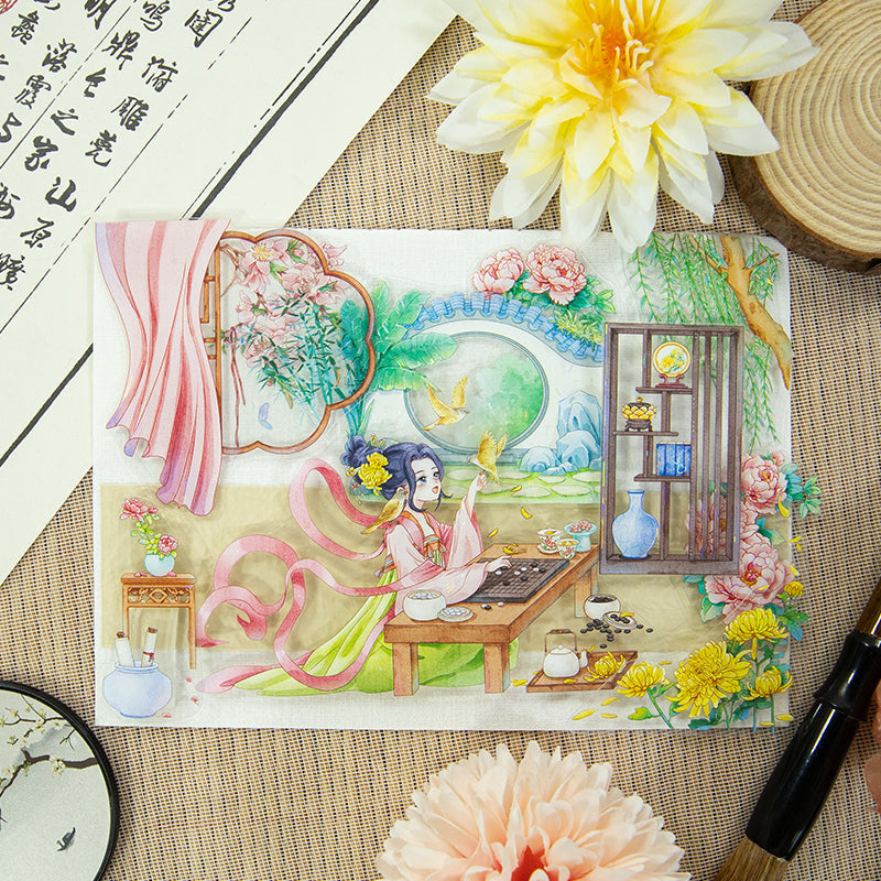 Recognizing flowers Shell Light PET Tape featuring flower, and light designs for journaling, scrapbooking and collage