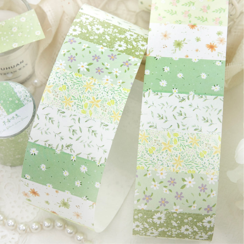 Flower letter series Die Cutting White Kraft Paper Tape featuring white, flower, and letter designs for journaling, scrapbooking and collage