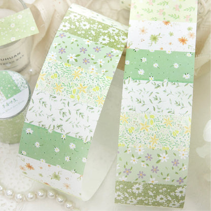 Flower letter series Die Cutting White Kraft Paper Tape featuring white, flower, and letter designs for journaling, scrapbooking and collage