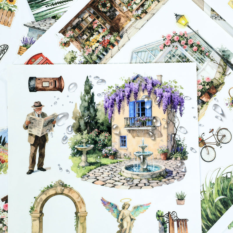 Charming Town Sticker Book featuring book designs for journaling, scrapbooking and collage