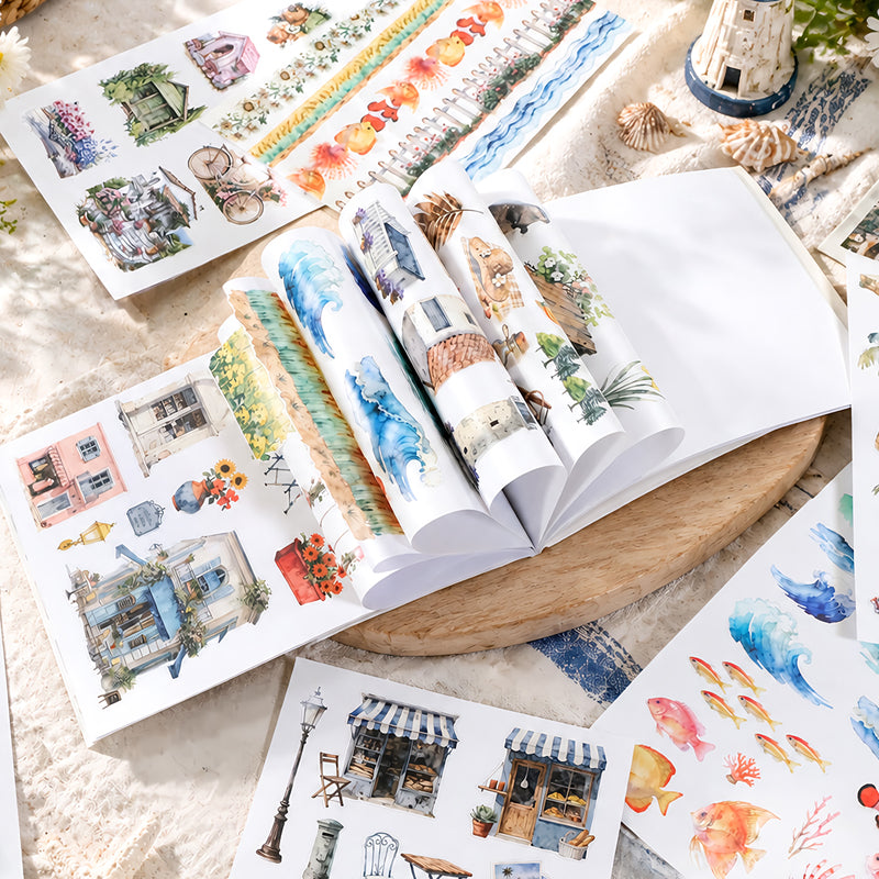 Journry Life Sticker Book featuring book designs for journaling, scrapbooking and collage