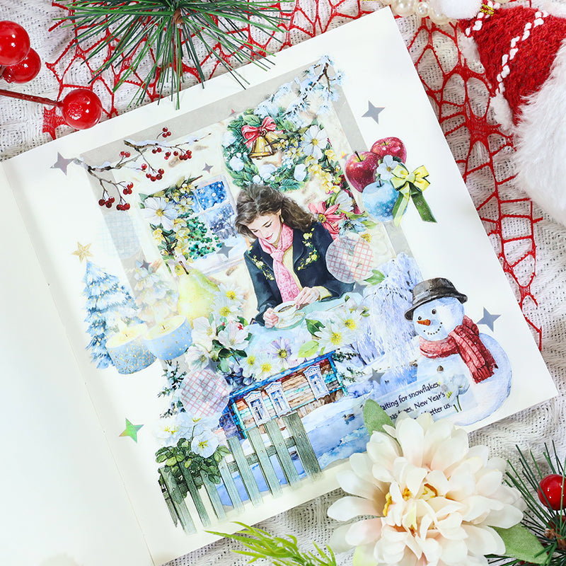 Under the wind and snow Die Cutting Washi/Fog PET Tape featuring snow, and wind designs for journaling, scrapbooking and collage