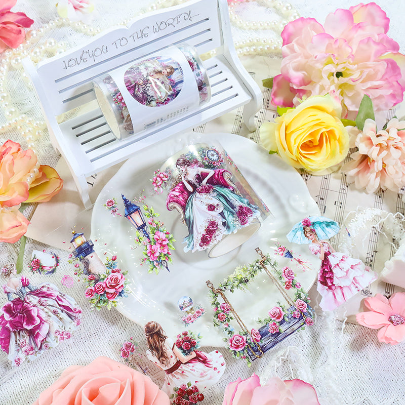 Blooms delight the senses PET Tape featuring light designs for journaling, scrapbooking and collage