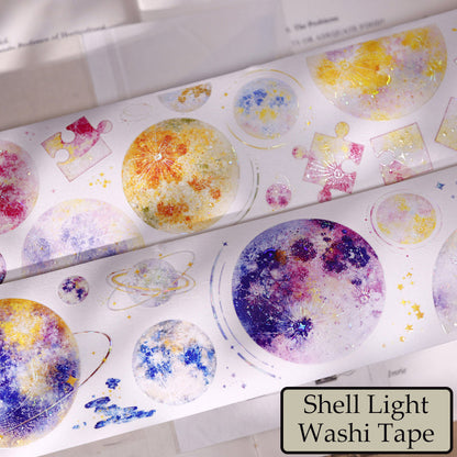 Whole Roll 6cm*5m Star Fall Die Cutting Shell Light Washi/PET Tape