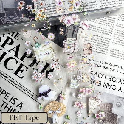 Whole Roll 5.5cm*5m Flowers Stories Die Cutting Washi/PET/Fog PET Tape