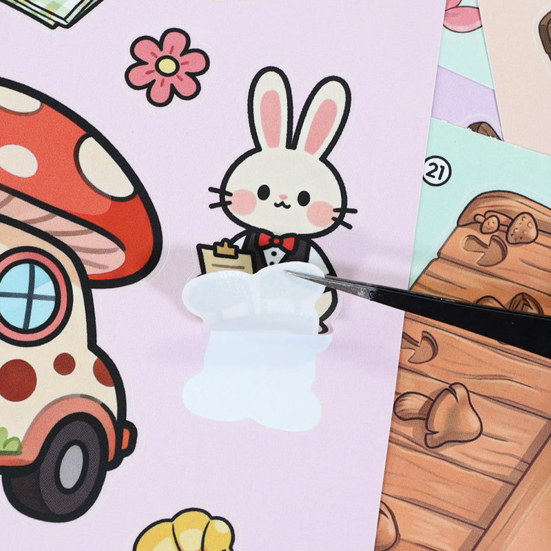 Mushroom Hut 3D Sticker featuring mushroom designs for journaling, scrapbooking and collage