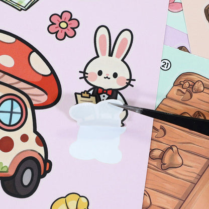 Mushroom Hut 3D Sticker featuring mushroom designs for journaling, scrapbooking and collage