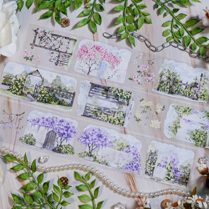 Whole Roll 6.5cm*5m Small Garden PET Tape featuring garden designs for journaling, scrapbooking and collage