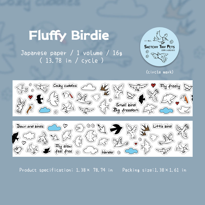 Sketchy Tiny Pets Series Die Cutting Washi Tape