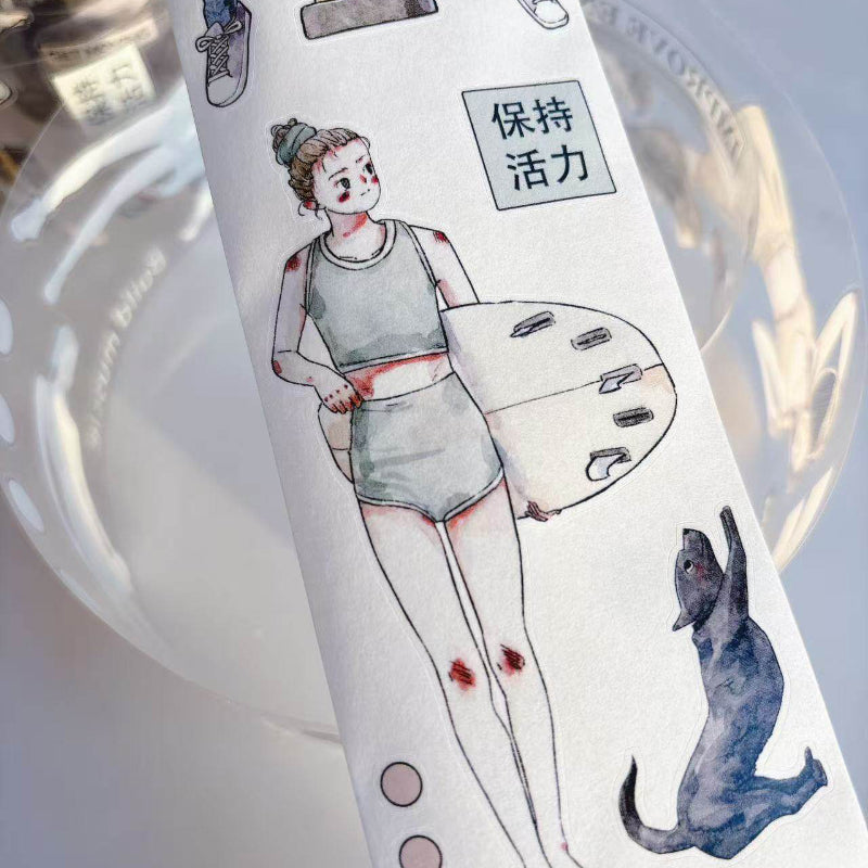 6cm*200cm Keep exercising Die Cutting Washi/PET/Fog PET Tape for journaling, scrapbooking and collage