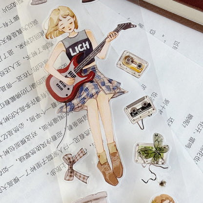 6cm*125cm Fingertip Glimmer Die Cutting Washi/PET/Shell Light PET Tape