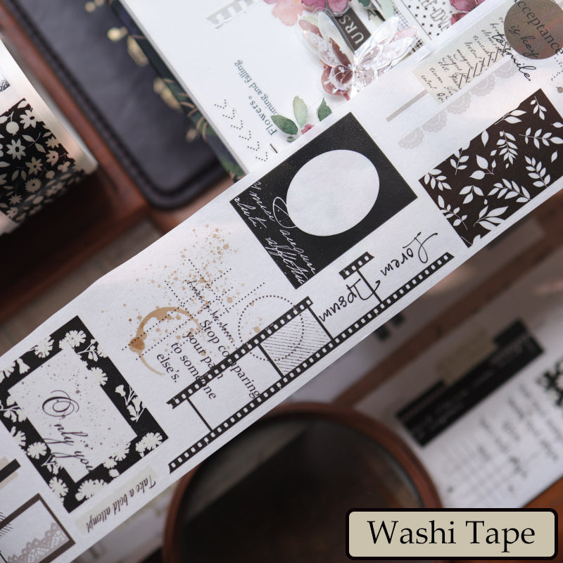 5.5cm*120cm Retro Old Page Die Cutting Washi/PET Tape