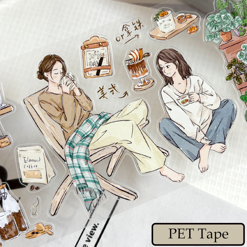 7.5cm*100cm Coffee Lover Die Cutting Washi/PET/Fog PET Tape