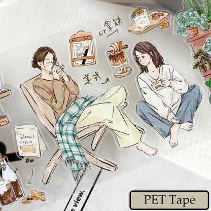 7.5cm*100cm Coffee Lover Die Cutting Washi/PET/Fog PET Tape