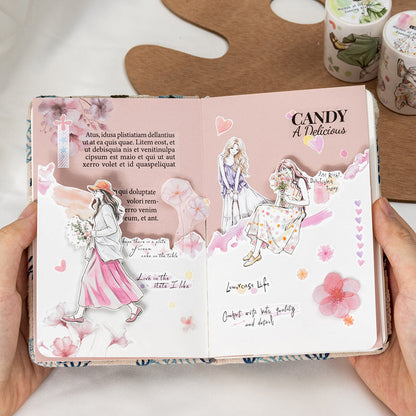 Painted Girl Series Die Cutting Synthetic Paper Tape
