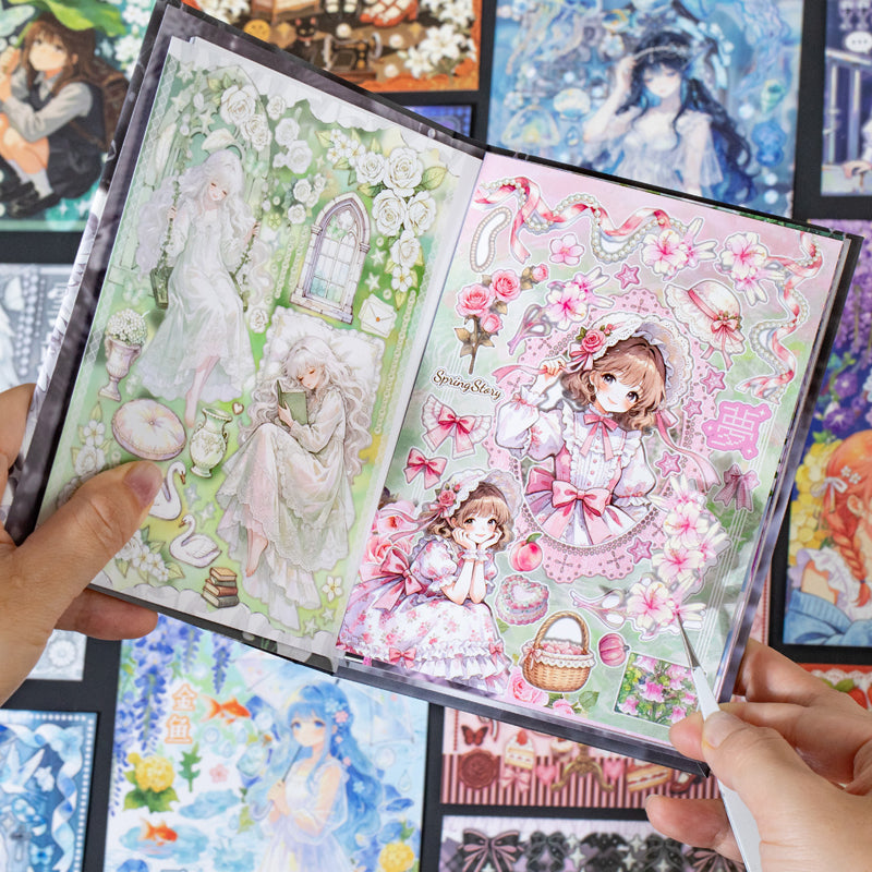 Multiple Stories Series Sticker Book featuring book designs for journaling, scrapbooking and collage