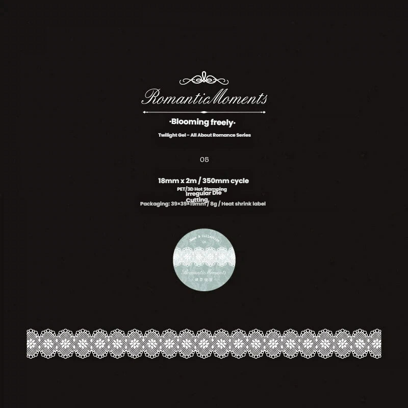 Romantic Moments Series Silver Stamping PET Tape