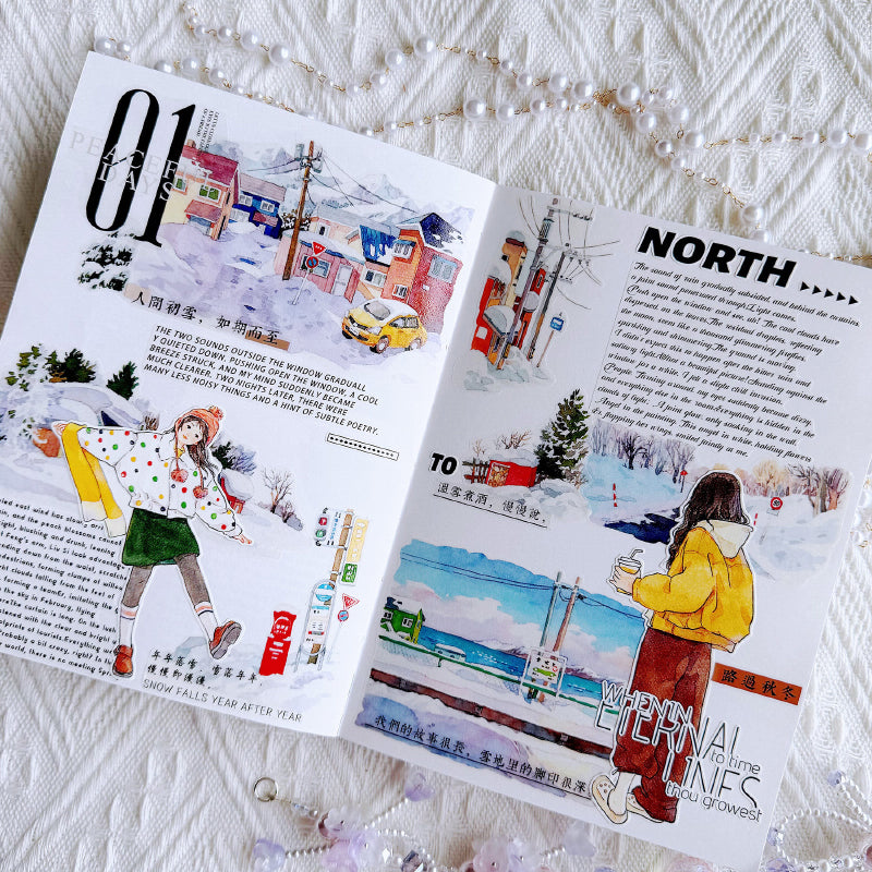 7cm*125cm Snow Falls Die Cutting Washi/PET/Fog PET Tape featuring snow designs for journaling, scrapbooking and collage