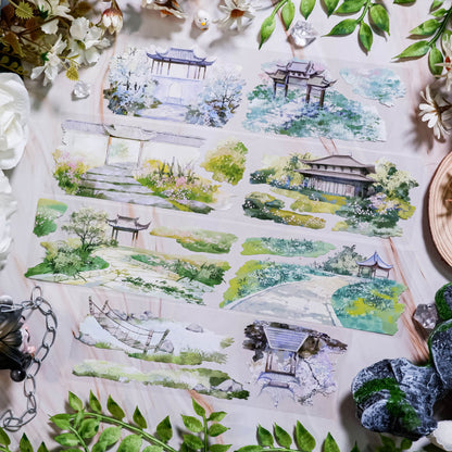 Whole Roll 6.5cm*5m On the Road in Spring PET Tape featuring spring designs for journaling, scrapbooking and collage