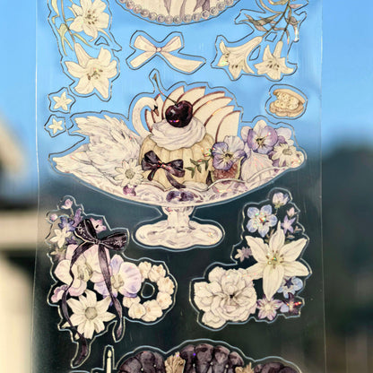 Whole Roll 6.5cm*5m Enchanting Tea Mist Die Cutting Shell Light PET Tape featuring tea, and light designs for journaling, scrapbooking and collage