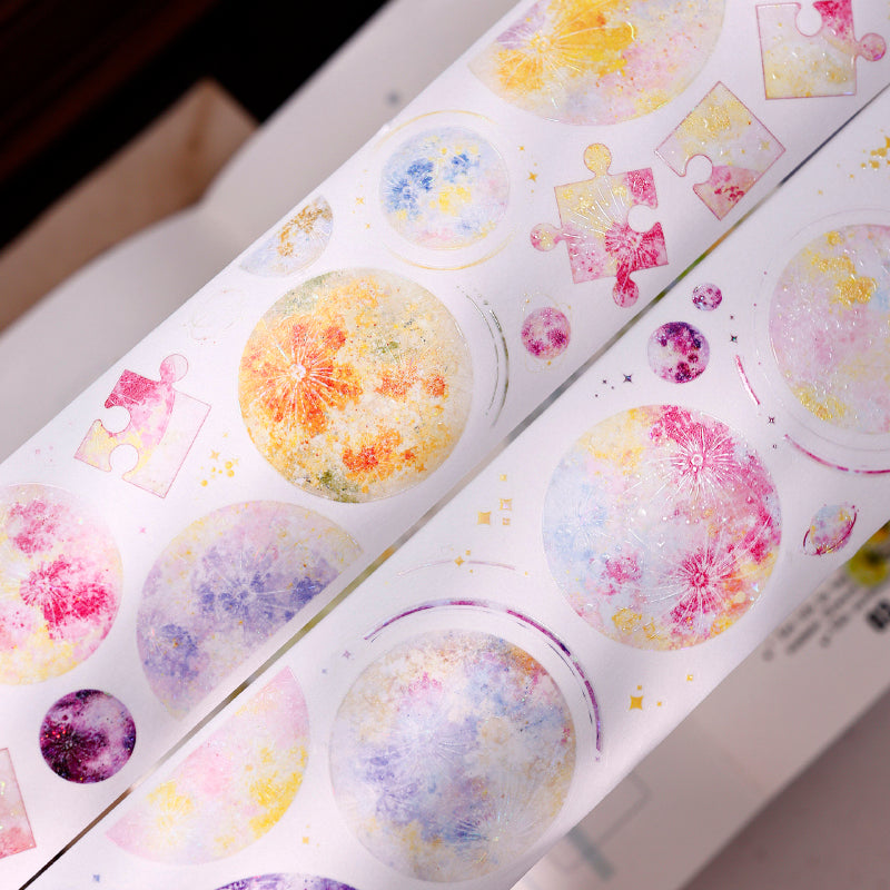 Whole Roll 6cm*5m Star Fall Die Cutting Shell Light Washi/PET Tape