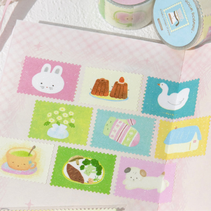 Tea Room Tour Series Die Cutting Flash Synthetic Paper Tape featuring tea designs for journaling, scrapbooking and collage
