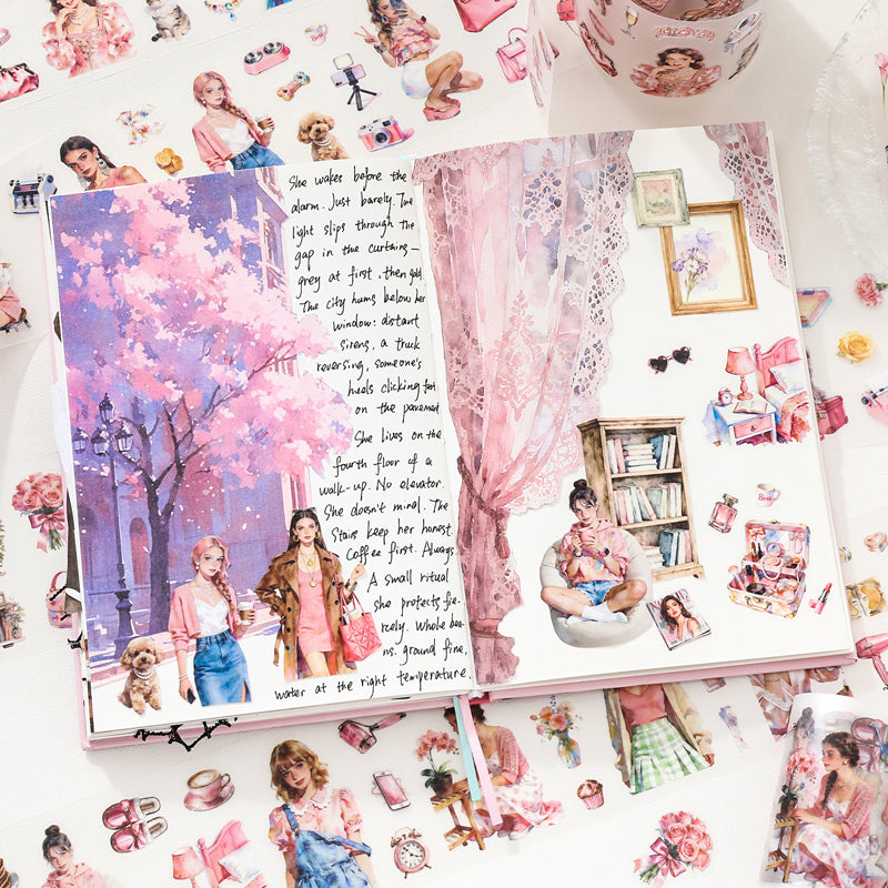 Character Life Series Die Cutting Fog PET Tape Set for journaling, scrapbooking and collage