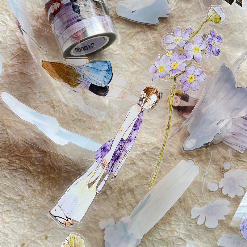 Whole Roll 5cm*10m Little purple Die Cutting Washi/PET/Fog PET Tape for journaling, scrapbooking and collage