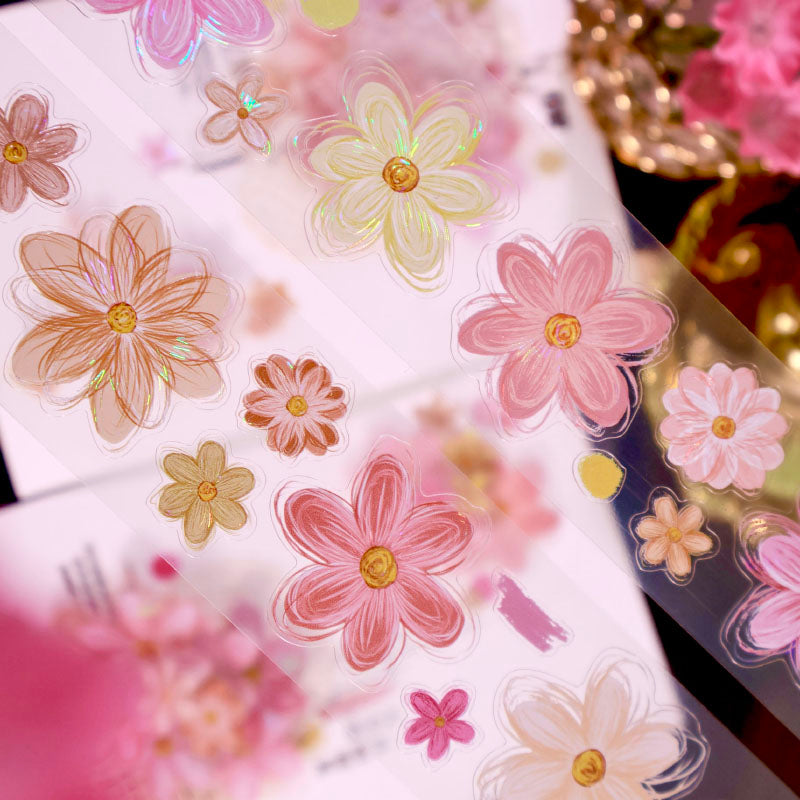 4cm*120cm Muffin Flower Die Cutting Shell Light Washi/PET Tape
