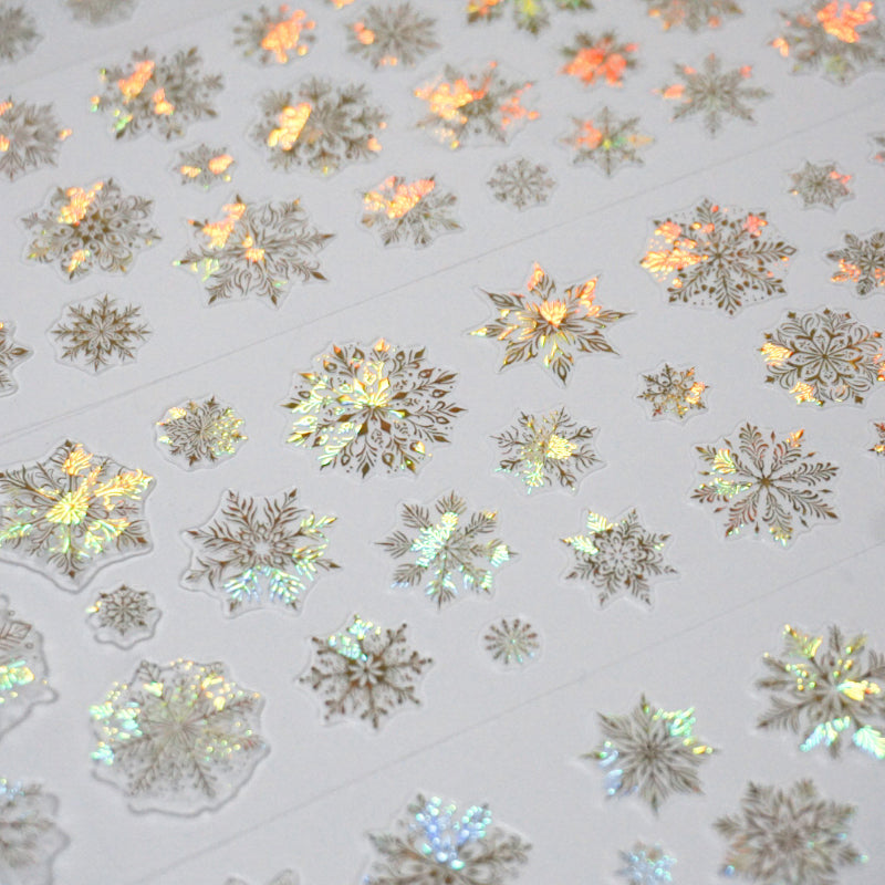 6cm*100cm Aurora Snowflake Die Cutting Shell Light PET Tape