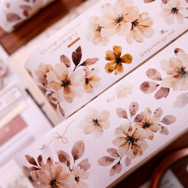 Whole Roll 5.5cm*6m Warm yellow branches Die Cutting Washi/PET Tape for journaling, scrapbooking and collage
