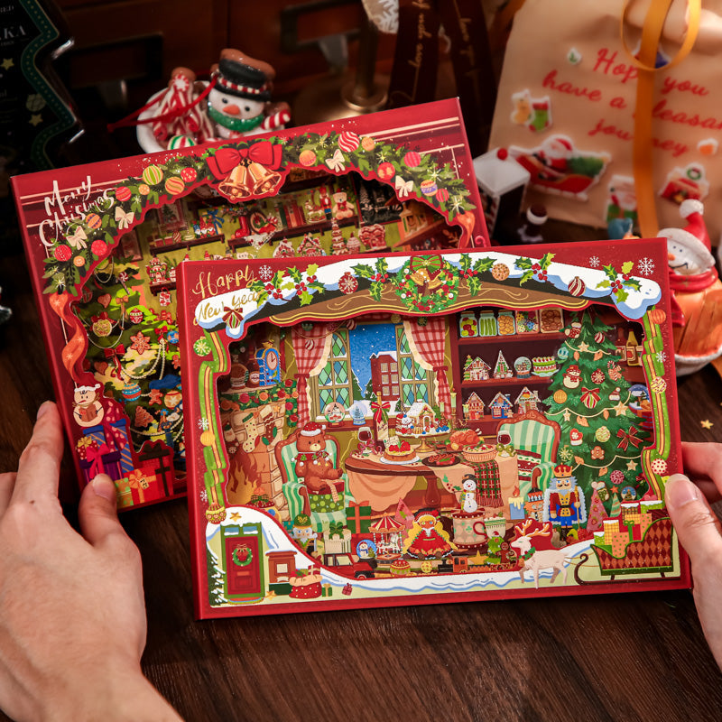 Christmas Warm House Series 3D Sticker featuring house designs for journaling, scrapbooking and collage