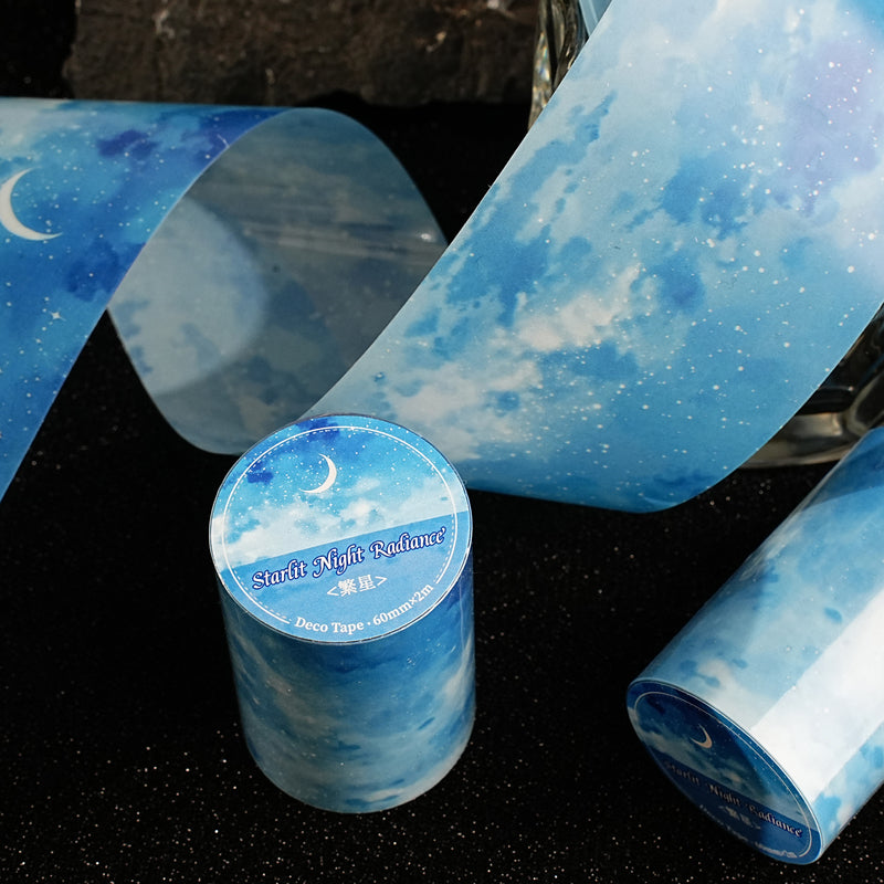 Night Island Starlight Series PET Tape featuring island, star, and light designs for journaling, scrapbooking and collage