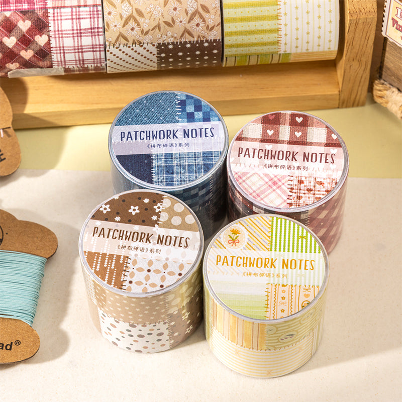Patchwork Notes Series White Kraft Paper Tape featuring white designs for journaling, scrapbooking and collage