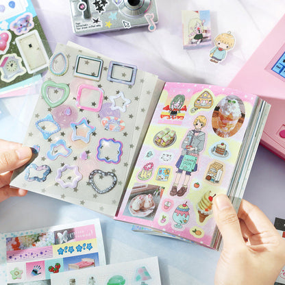 Disordered Past Series Sticker Book featuring red, and book designs for journaling, scrapbooking and collage