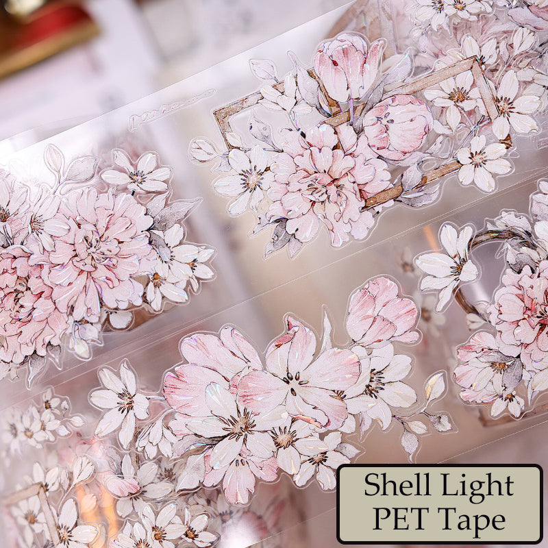 5.5cm*150cm Fluffy flower petals Die Cutting Washi/PET/Shell Light PET Tape