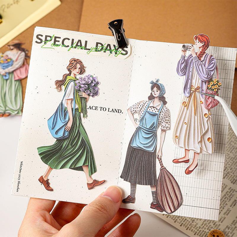 Poetic Girl Series Sticker featuring girl designs for journaling, scrapbooking and collage