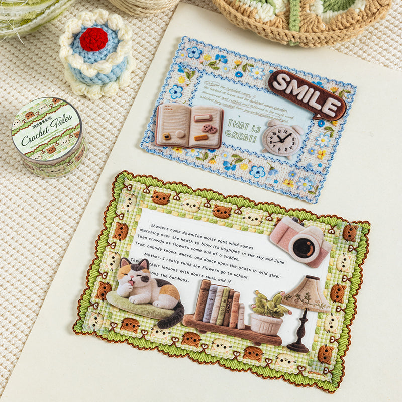 Crochet Tales Series PET Tape featuring tale designs for journaling, scrapbooking and collage