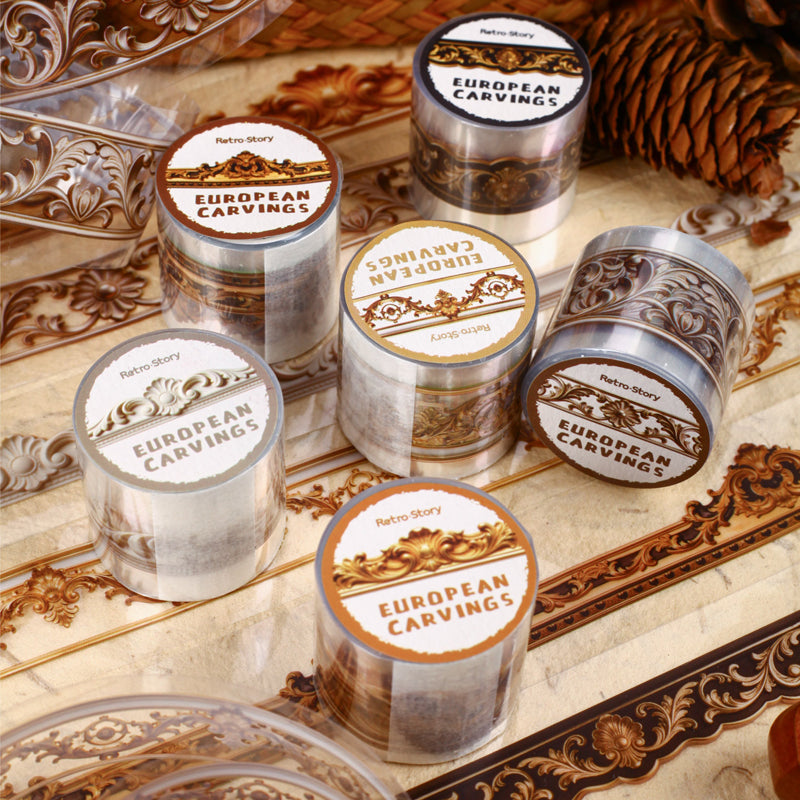 European Style Embroidery Series PET Tape featuring european designs for journaling, scrapbooking and collage