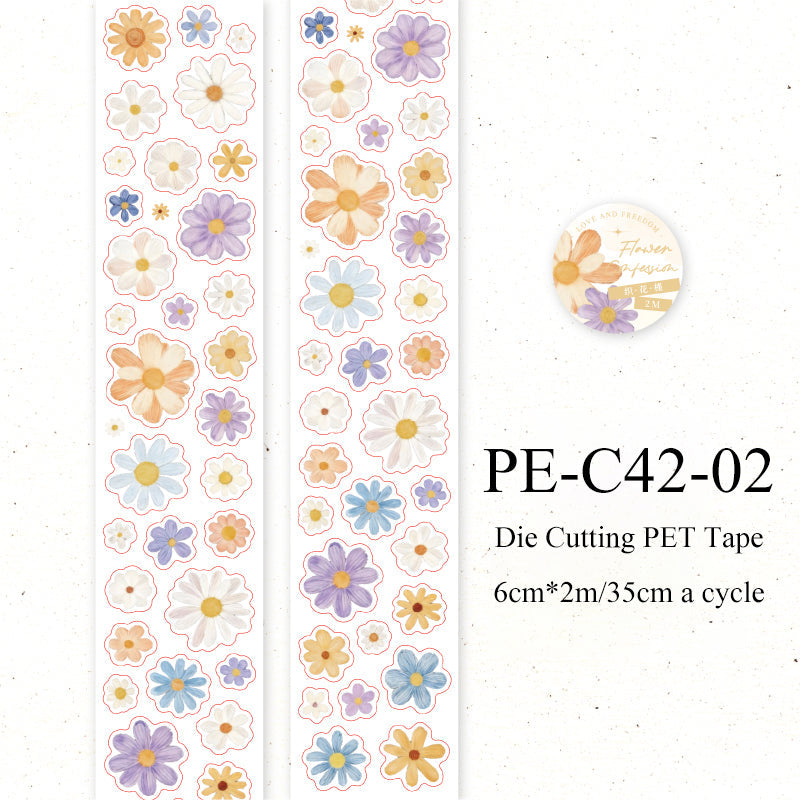 Daisy flower journal series Die Cutting PET Tape