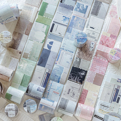 Collage Gallery Series Die Cutting White Kraft Paper Tape featuring white designs for journaling, scrapbooking and collage