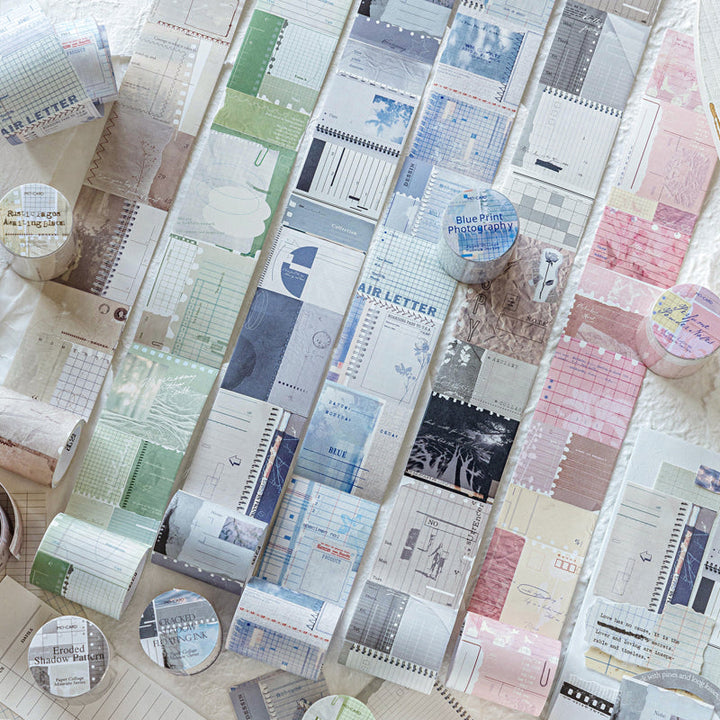 Collage Gallery Series Die Cutting White Kraft Paper Tape featuring white designs for journaling, scrapbooking and collage