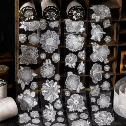 Glass Flower Series Sulfuric Acid Paper Tape featuring flower, and glass designs for journaling, scrapbooking and collage