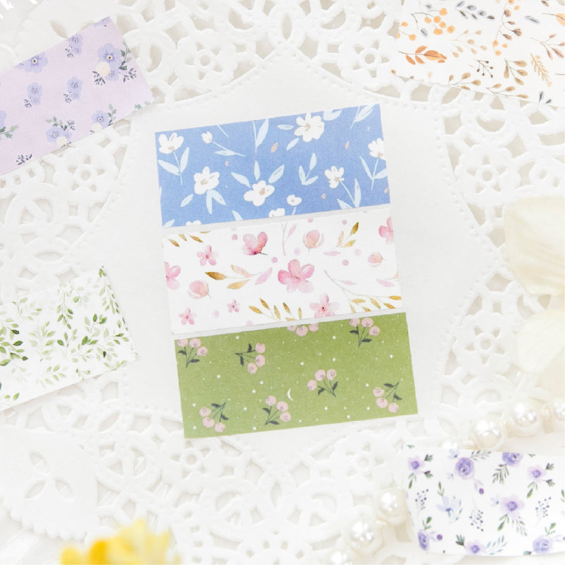 Flower letter series Die Cutting White Kraft Paper Tape featuring white, flower, and letter designs for journaling, scrapbooking and collage