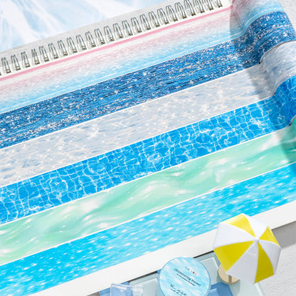 Glittering Waves Series Washi Tape featuring wave designs for journaling, scrapbooking and collage
