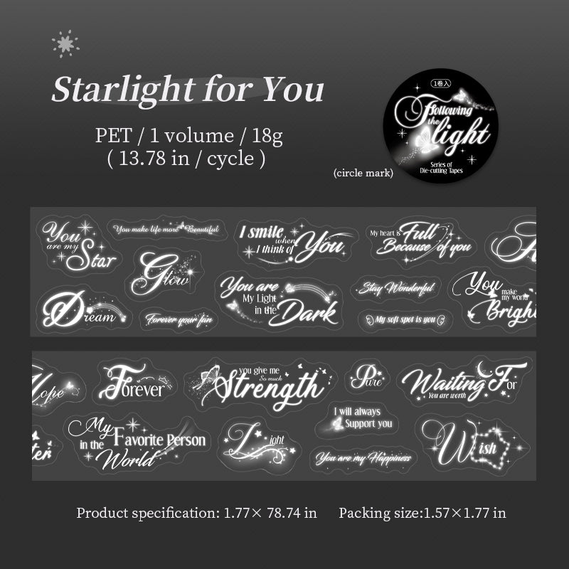 Illuminating Star Words Series Die Cutting PET Tape